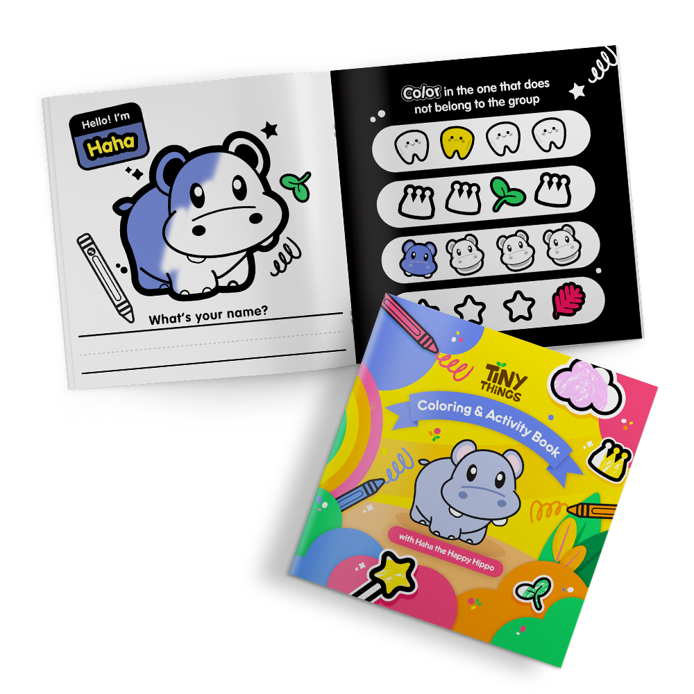 Tiny Things Coloring Activity Book with Haha the Happy Hippo