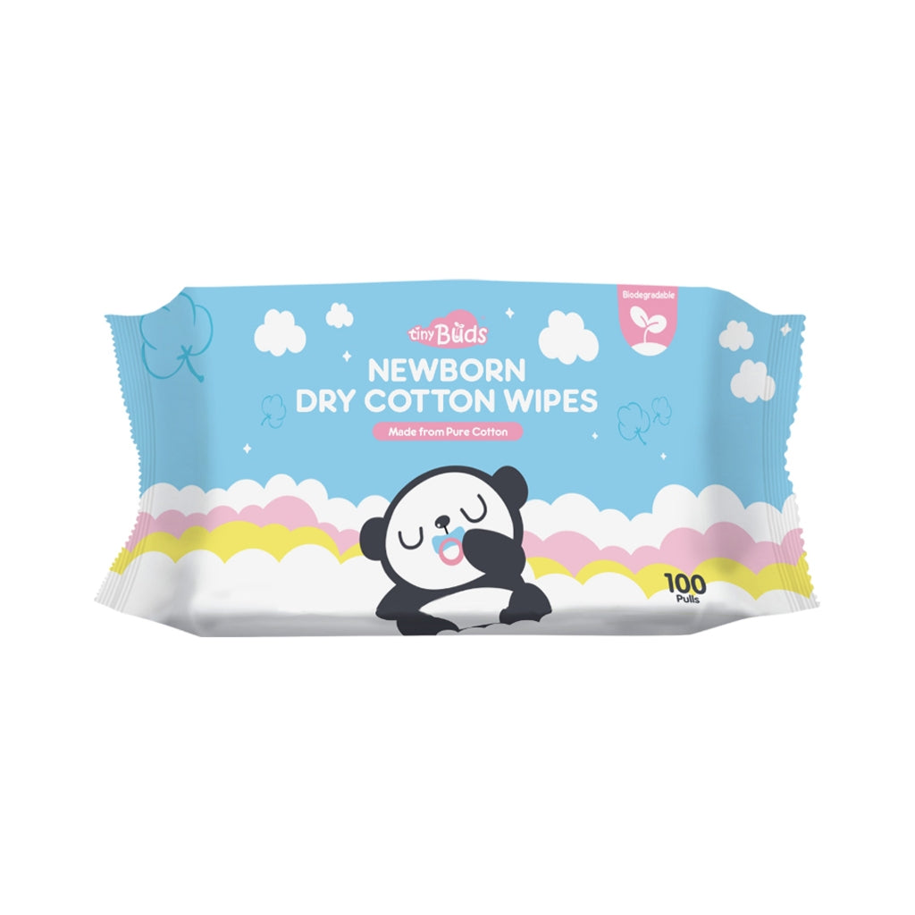 Tiny Buds Newborn Dry Cotton Wipes (100 pulls)