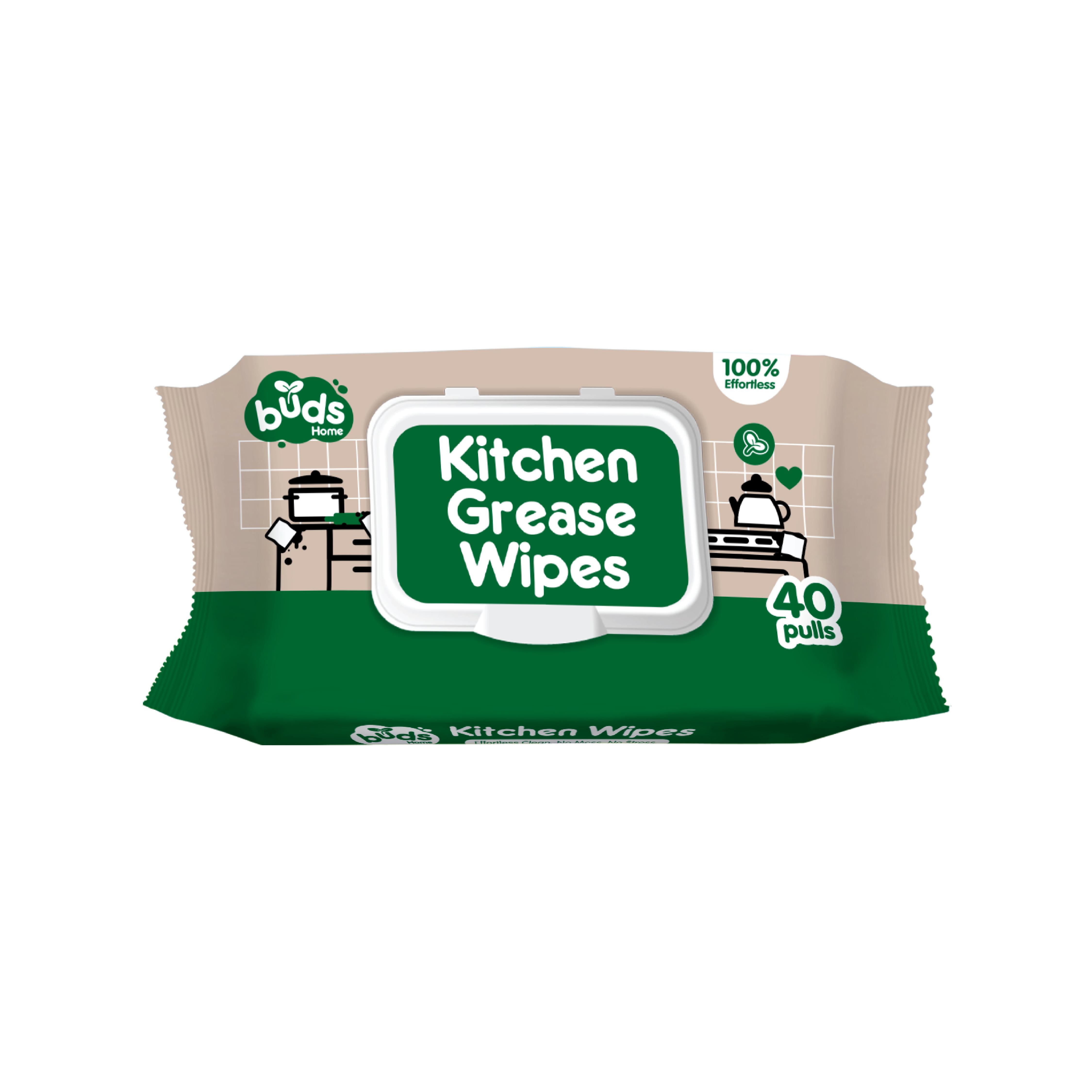 Buds Home Kitchen Grease Wipes 40 Pulls