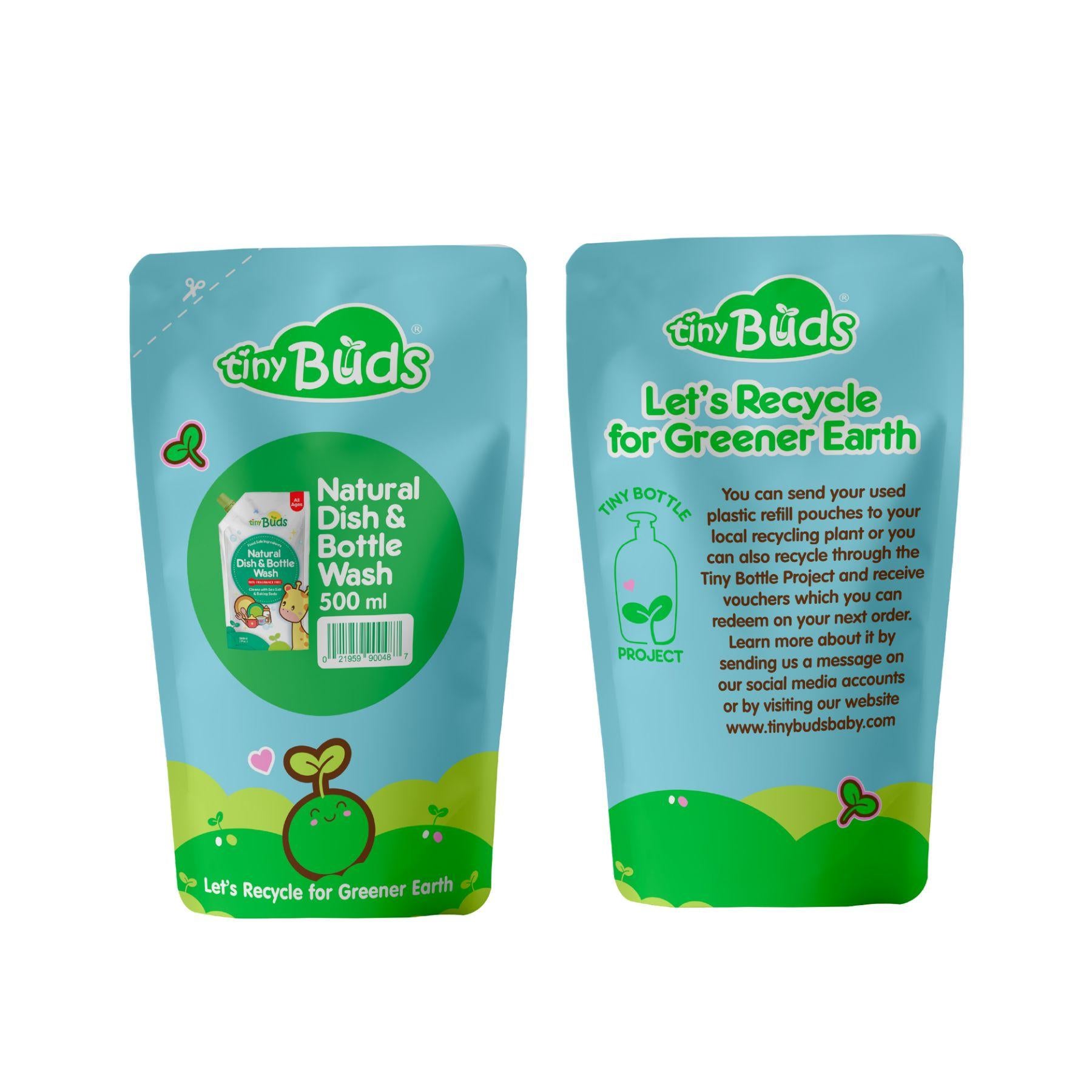 Tiny Buds Natural Dish & Bottle Wash Fragrance Free Refill (500ml)