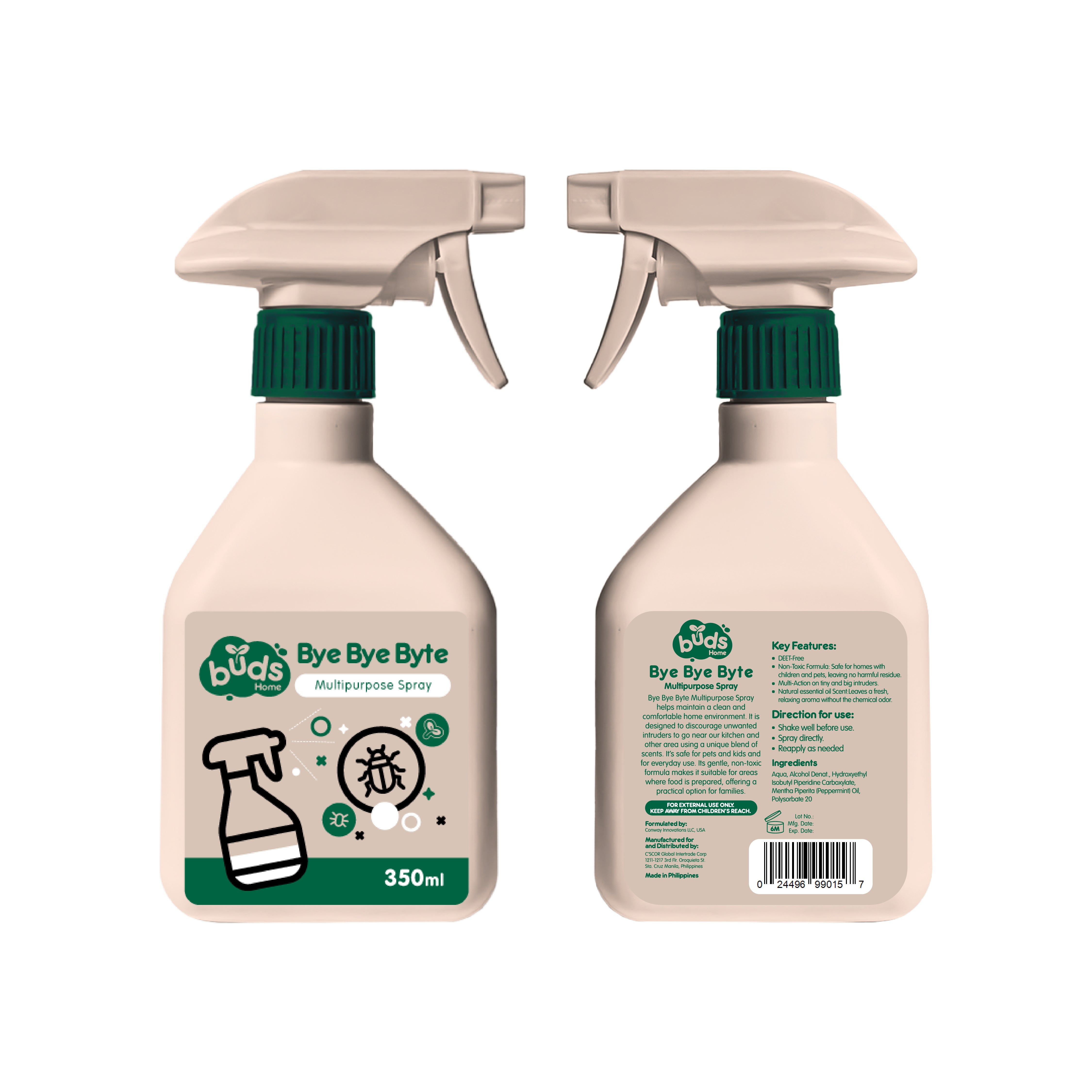 Buds Home Bye Bye Byte Multipurpose Spray 350Ml