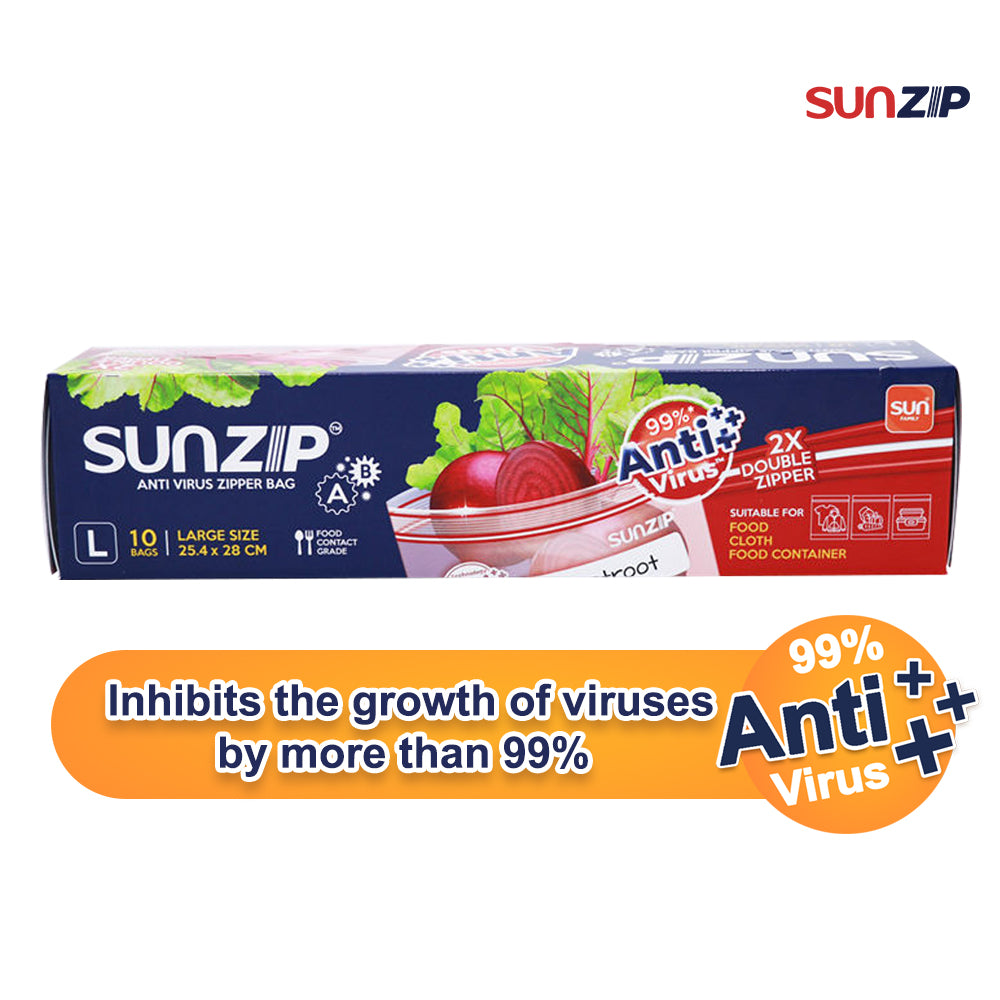 Sunzip Anti Virus ™ Zipper Bag - LARGE (10 Bags)