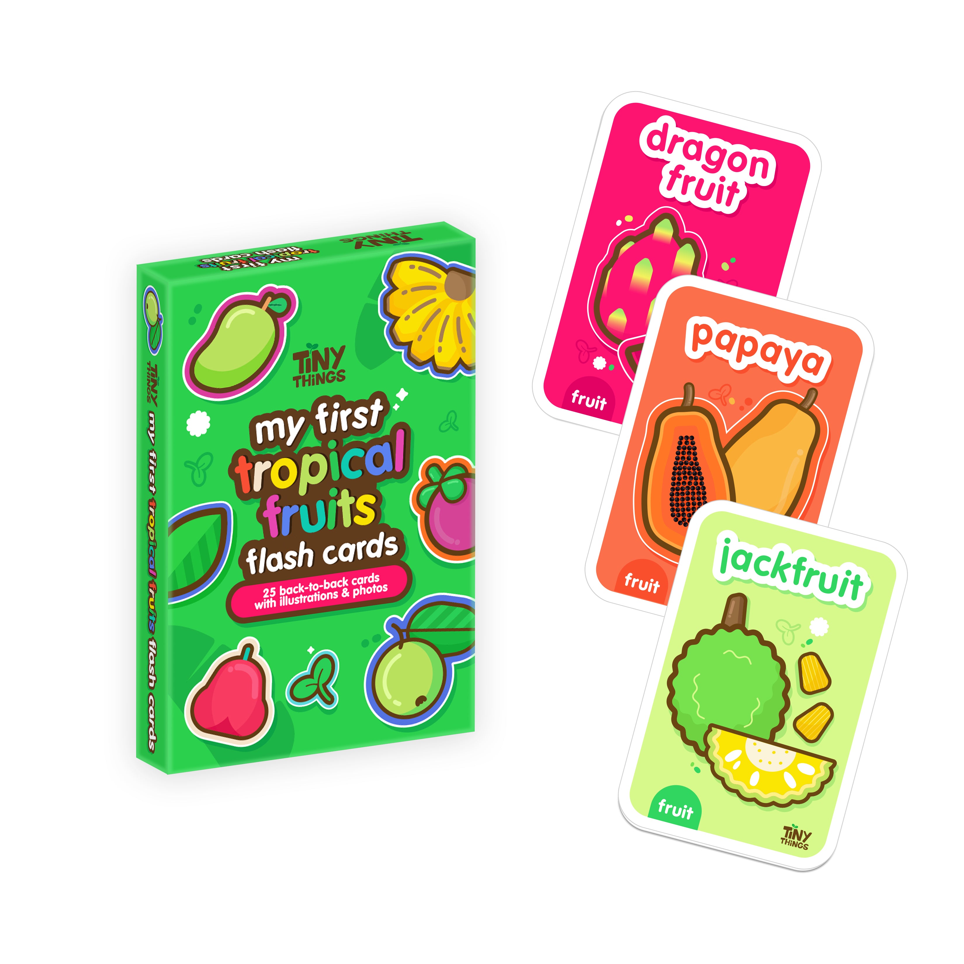 Tiny Things My First Tropical Fruits Flash Cards | Baby Toddler Homeschool Montessori English
